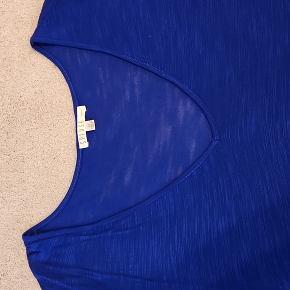 Spense Woman V-neckline Short Sleeve Top Tunic Vibrant Blue 2X W-549 - Picture 2 of 7